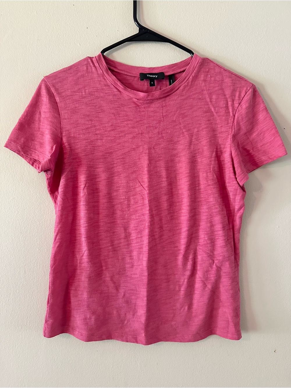 Theory Women's Pink 100% Organic Cotton Crewneck Short Sleeve Tee, Sz S
